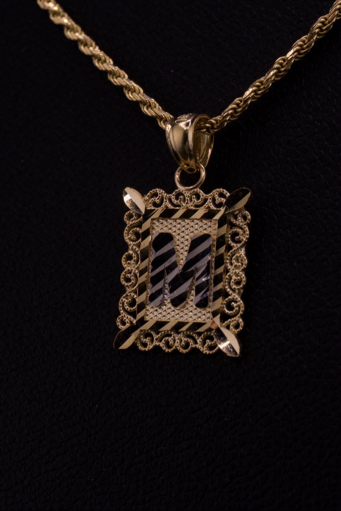 10k Small Box Framed Initial Pendants