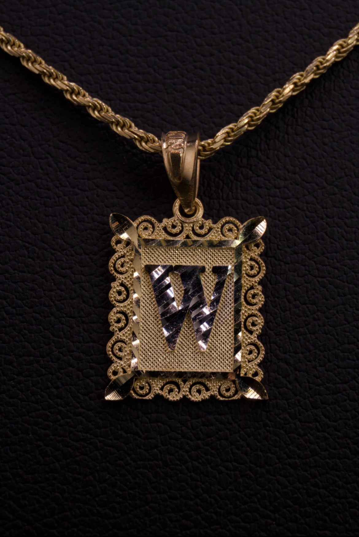 10k Small Box Framed Initial Pendants