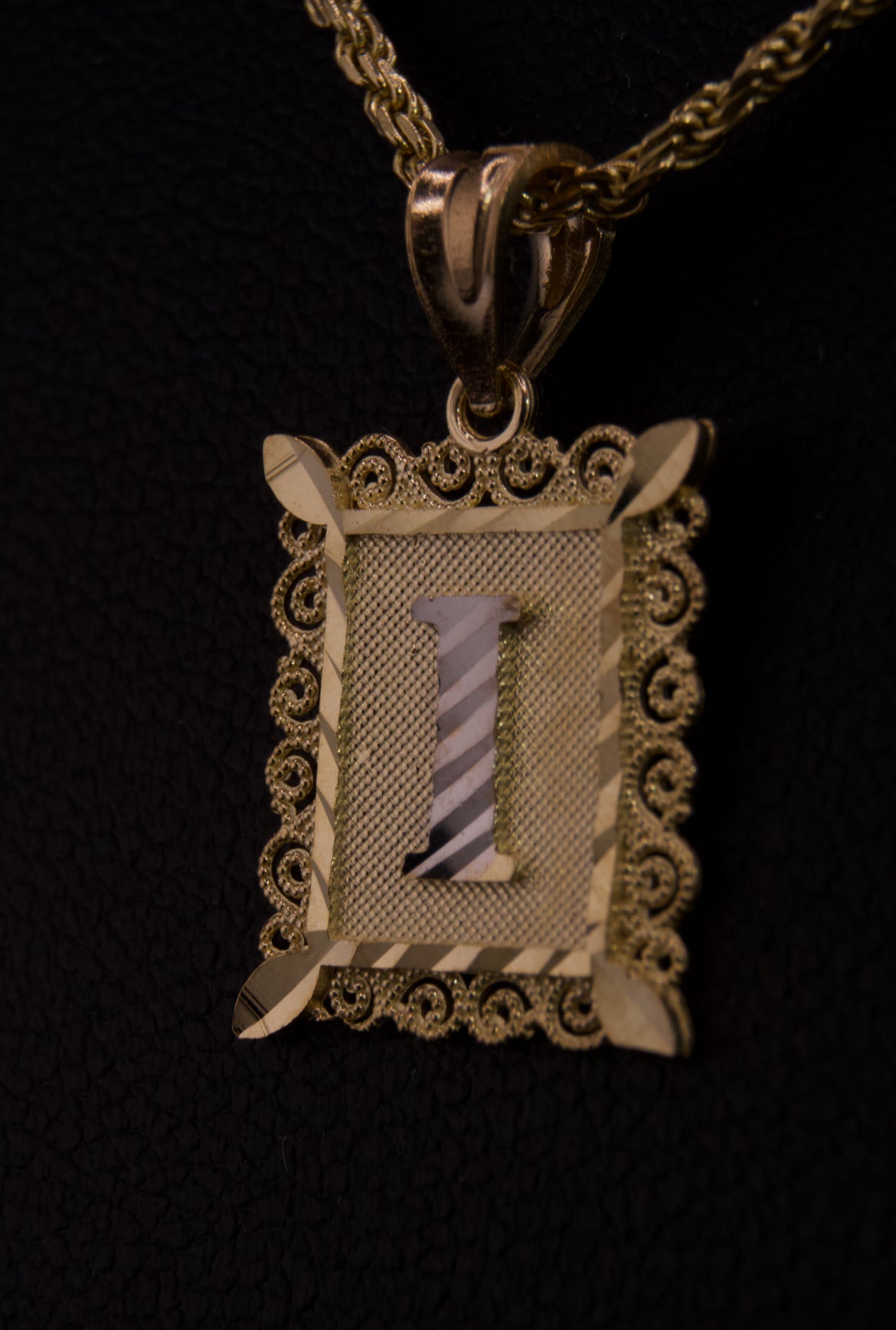 10k Small Box Framed Initial Pendants