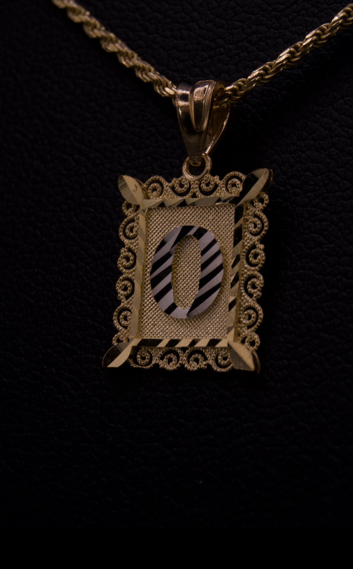 10k Small Box Framed Initial Pendants
