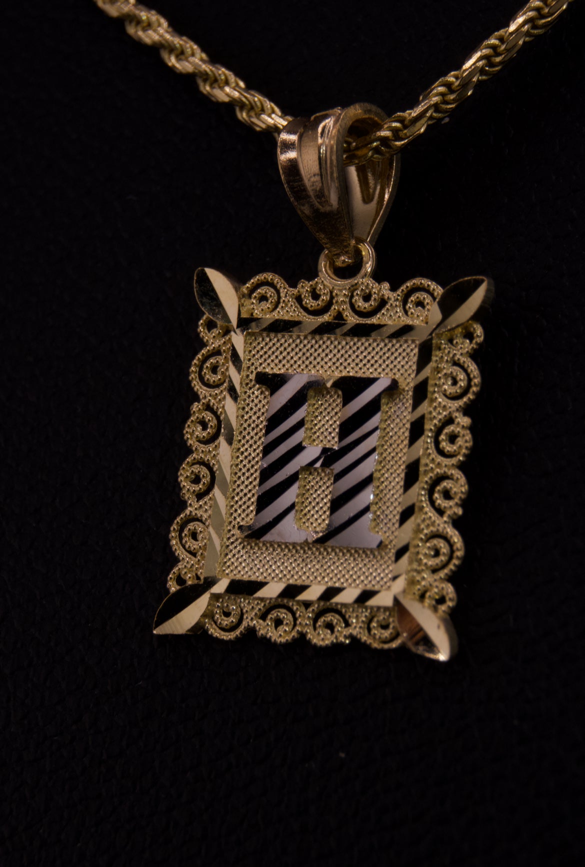 10k Small Box Framed Initial Pendants