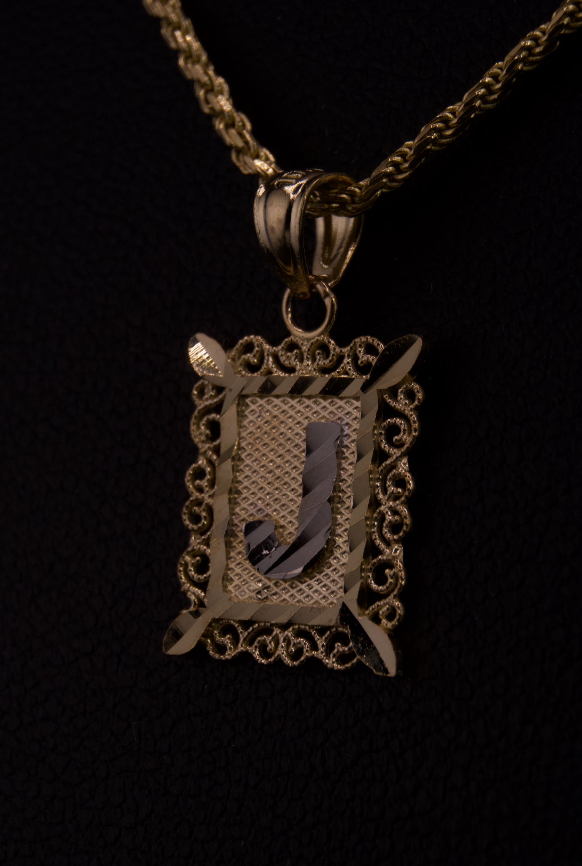 10k Small Box Framed Initial Pendants