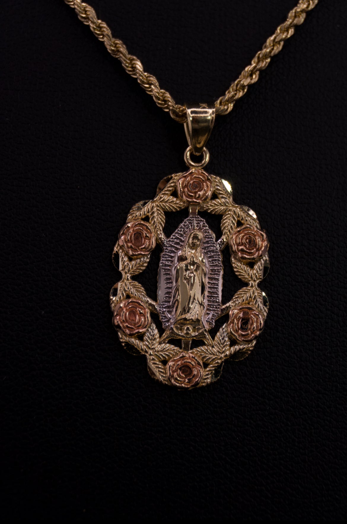 10k Tri-Color St. Mary Pendant